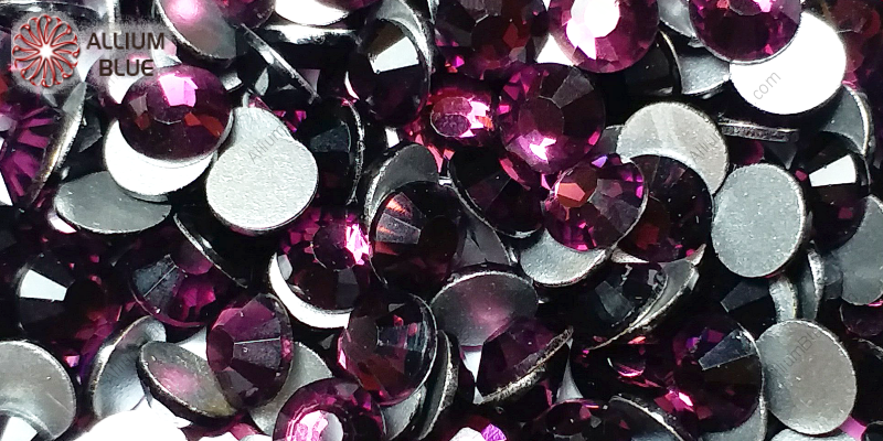 PREMIUM CRYSTAL Round Rose Flat Back SS6 Amethyst F