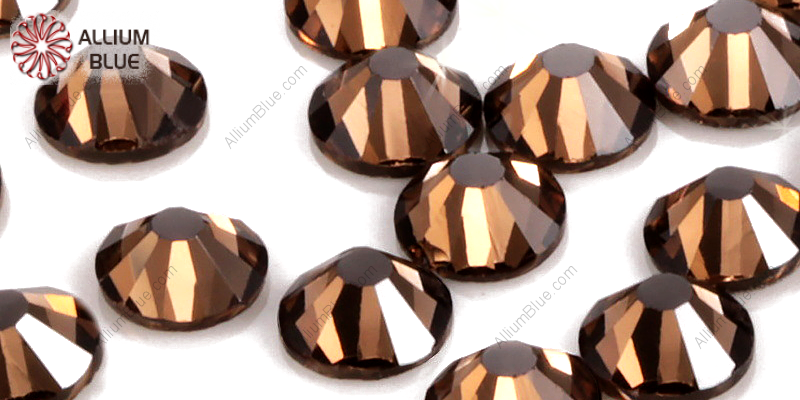 PREMIUM CRYSTAL Round Rose Flat Back SS6 Smoked Topaz F