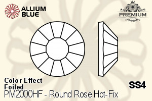 プレミアム ラウンド Rose Hot-Fix Flat Back (PM2000HF) SS4 - カラー Effect 裏面フォイル