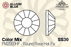 プレミアム ラウンド Rose Hot-Fix Flat Back (PM2000HF) SS30 - カラー Mix