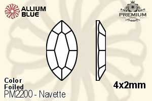 プレミアム Navette Flat Back (PM2200) 4x2mm - カラー 裏面フォイル