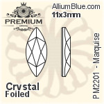 プレミアム Marquise Flat Back (PM2201) 8x3.5mm - クリスタル 裏面フォイル