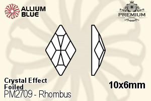 プレミアム Rhombus Flat Back (PM2709) 10x6mm - クリスタル エフェクト 裏面フォイル