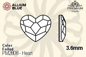 プレミアム Heart Flat Back (PM2808) 3.6mm - カラー 裏面フォイル