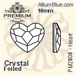 プレミアム Heart Flat Back (PM2808) 10mm - クリスタル エフェクト 裏面フォイル