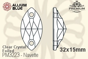 PREMIUM CRYSTAL Navette Sew-on Stone 32x15mm Crystal F