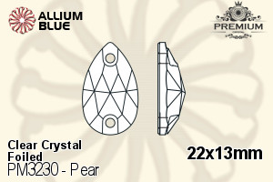 プレミアム Pear ソーオンストーン (PM3230) 22x13mm - クリスタル 裏面フォイル