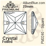 プレミアム Square ソーオンストーン (PM3240) 22mm - クリスタル 裏面フォイル