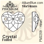 プレミアム Heart ソーオンストーン (PM3259) 14x12mm - クリスタル エフェクト 裏面フォイル