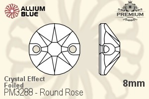 プレミアム ラウンド Rose ソーオンストーン (PM3288) 8mm - クリスタル エフェクト 裏面フォイル