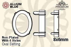 PREMIUM Oval Setting (PM4130/S), With Sew-on Holes, 8x6mm, Unplated Brass