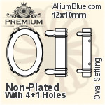 PREMIUM Oval 石座, (PM4130/S), 縫い穴付き, 12x10mm, メッキなし 真鍮