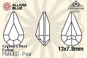 プレミアム Pear ファンシーストーン (PM4300) 13x7.8mm - クリスタル エフェクト 裏面フォイル