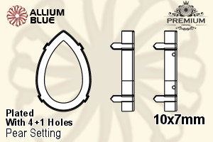 PREMIUM Pear 石座, (PM4320/S), 縫い穴付き, 10x7mm, メッキあり 真鍮