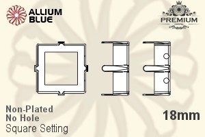 PREMIUM Square 石座, (PM4400/S), 縫い穴なし, 18mm, メッキなし 真鍮