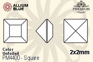 プレミアム Square ファンシーストーン (PM4400) 2x2mm - カラー 裏面にホイル無し