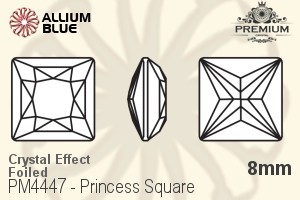 プレミアム Princess Square ファンシーストーン (PM4447) 8mm - クリスタル エフェクト 裏面フォイル