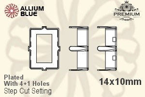 PREMIUM Step Cut 石座, (PM4527/S), 縫い穴付き, 14x10mm, メッキあり 真鍮