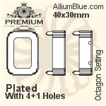 PREMIUM Octagon 石座, (PM4610/S), 縫い穴付き, 40x30mm, メッキあり 真鍮