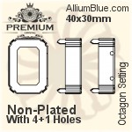 PREMIUM Octagon 石座, (PM4610/S), 縫い穴付き, 40x30mm, メッキなし 真鍮