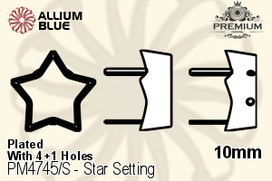 PREMIUM Star Setting (PM4745/S), With Sew-on Holes, 10mm, Plated Brass