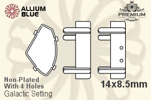 PREMIUM Galactic 石座, (PM4757/S), 縫い穴付き, 14x8.5mm, メッキなし 真鍮