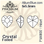 プレミアム Heart ファンシーストーン (PM4800) 4x4.5mm - クリスタル 裏面フォイル