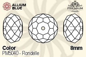 プレミアム Rondelle ビーズ (PM5040) 8mm - カラー