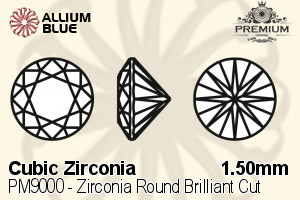 プレミアム Zirconia ラウンド Brilliant カット (PM9000) 1.5mm - キュービックジルコニア