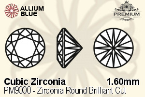 プレミアム Zirconia ラウンド Brilliant カット (PM9000) 1.6mm - キュービックジルコニア