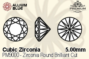 PREMIUM CRYSTAL Zirconia Round Brilliant Cut 5mm Zirconia White