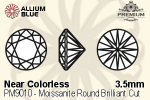 プレミアム Moissanite ラウンド Brilliant カット (PM9010) 3.5mm - Near カラーless