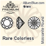 プレミアム Moissanite ラウンド Brilliant カット (PM9010) 4mm - Rare カラーless