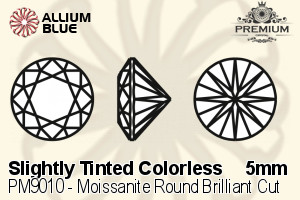 プレミアム Moissanite ラウンド Brilliant カット (PM9010) 5mm - Slightly Tinted カラーless