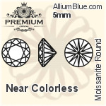 プレミアム Moissanite ラウンド Brilliant カット (PM9010) 5mm - Near カラーless