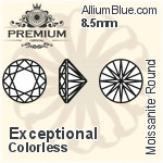 プレミアム Moissanite ラウンド Brilliant カット (PM9010) 9mm - Slightly Tinted カラーless