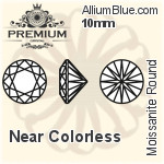 プレミアム Moissanite ラウンド Brilliant カット (PM9010) 10mm - Near カラーless