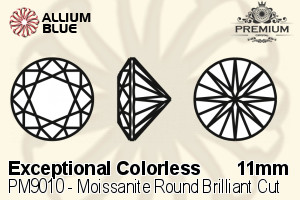 プレミアム Moissanite ラウンド Brilliant カット (PM9010) 11mm - Exceptional カラーless