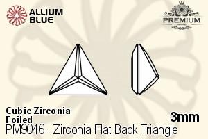 プレミアム Zirconia Flat Back Triangle (PM9046) 3mm - キュービックジルコニア 裏面フォイル