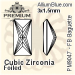 プレミアム Zirconia Flat Back Baguette (PM9047) 4x2mm - キュービックジルコニア 裏面フォイル