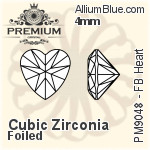 プレミアム Zirconia Flat Back Heart (PM9048) 3mm - キュービックジルコニア 裏面フォイル