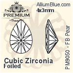 プレミアム Zirconia Flat Back Pear (PM9050) 3x2mm - キュービックジルコニア 裏面フォイル