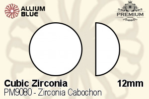 PREMIUM CRYSTAL Zirconia Cabochon 12mm Zirconia Black