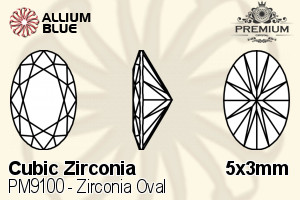 プレミアム Zirconia Oval (PM9100) 5x3mm - キュービックジルコニア