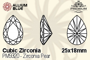 プレミアム Zirconia Pear (PM9320) 25x18mm - キュービックジルコニア