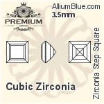 プレミアム Zirconia Step Square (PM9427) 4mm - キュービックジルコニア