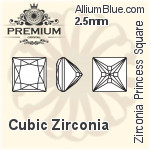 プレミアム Zirconia Princess Square (PM9447) 4mm - キュービックジルコニア