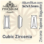 プレミアム Zirconia Tapered Baguette (PM9503) 4x2.5x1.5mm - キュービックジルコニア