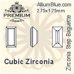 プレミアム Zirconia Step Baguette (PM9527) 2.5x1.5mm - キュービックジルコニア