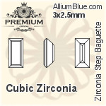 プレミアム Zirconia Step Baguette (PM9527) 3x1mm - キュービックジルコニア